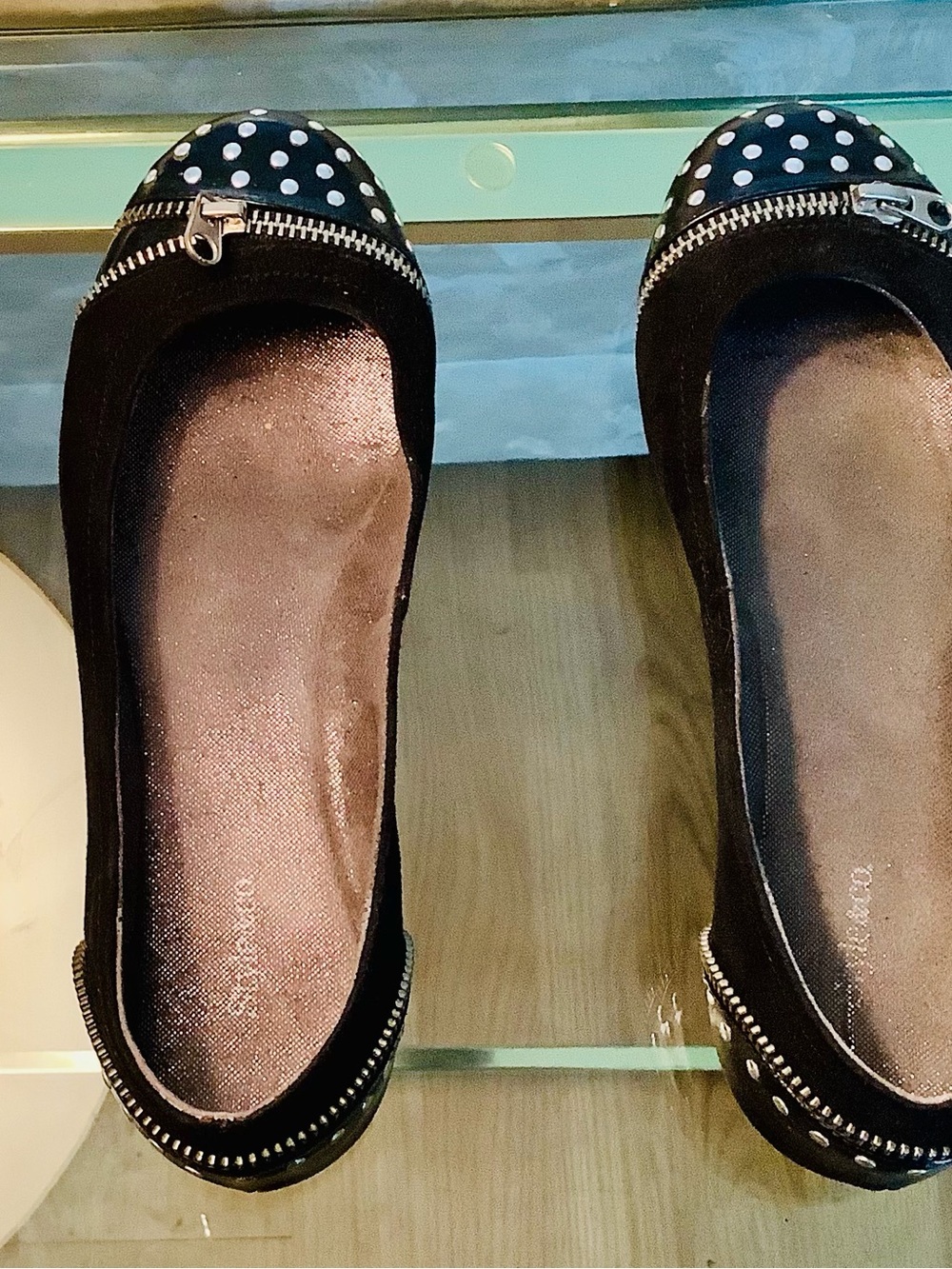 Style & Co. Black Polka Dot Zip-Trim Ballet Flats